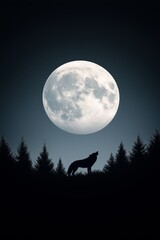  Majestic Silhouette of a Lone Wolf Howling at the Enormous Full Moon 