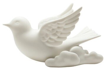 Canvas Print - PNG Elegant white ceramic bird sculpture