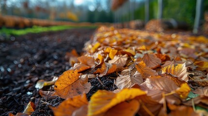 Wall Mural - Autumn Leaves on a Path