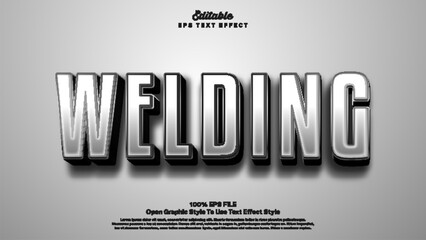 welding text effect style, editable text bold silver and shiny style