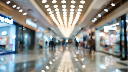 Wall Mural - Shopping mall with people, motion blur, blurred abstract background	
