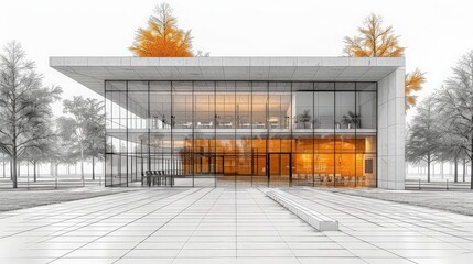 3D illustration Imagination architecture building construction perspective design,modern urban building line drawing abstract background. ai generated