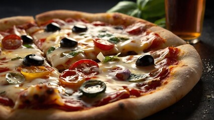 realistic photography of tasty pizza