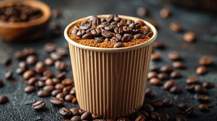 Wall Mural - Coffee Beans in a Paper Cup