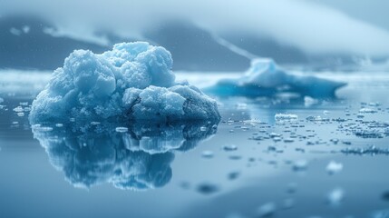 Canvas Print - Iceberg Reflection in a Frozen Lake