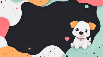 Canvas Print - Abstract white background with pastel colorful 3D abstract background overlap layer on dark space with puppy decoration. Modern graphic design element motion style concept for banner, flyer, card,