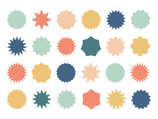 Poster - Circle Stamp Badge Sticker collection. Starburst sunburst Shapes. Price, sale, promo, discount special offer Frame set. Abstarct star shape label icon button. Design element. Vector illustration