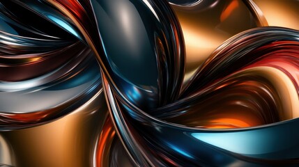 3D abstract flowing ribbons in metallic color wallpaper