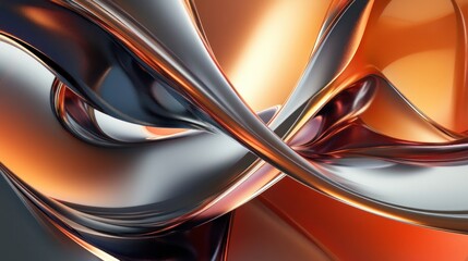 Wall Mural - 3D abstract flowing ribbons in metallic color wallpaper