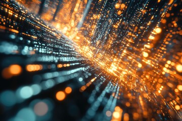 Technology Enhancement. Three-Dimensional Advancement Concept with Blurred Background