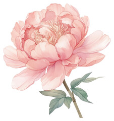 Sticker - PNG Delicate pink peony illustration