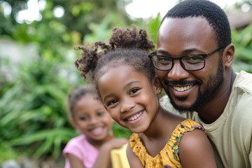 black family backyard. a cheerful family enjoying summer together in the backyard