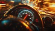 © jodoto - High-Speed Racing Dashboard with Glowing Speedometer - A dynamic view of a racing dashboard featuring a glowing speedometer, capturing the thrill and energy of high-speed motion.