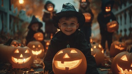 A scary pumpkin lantern with evil grin for Halloween.