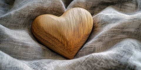 Canvas Print - Wooden Heart on Blanket