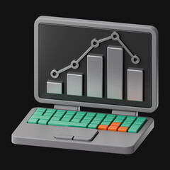 Wall Mural - Premium finance money digital statistic computer icon 3d rendering on isolated background