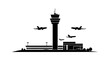 © designknowledge - Air traffic control tower standing tall near the terminal building, vector illustration art