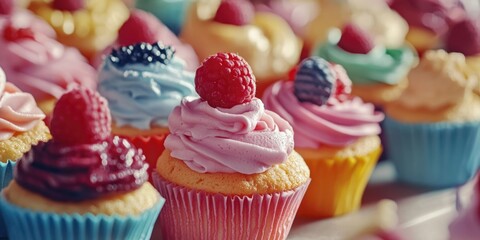 Sticker - Cupcakes with Raspberries