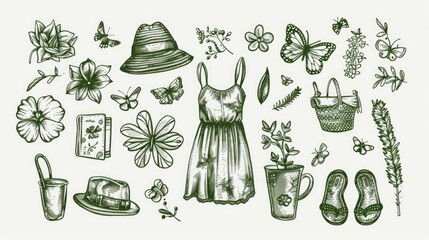 Sticker - A clipart set of stickers featuring a vintage-inspired aesthetic 