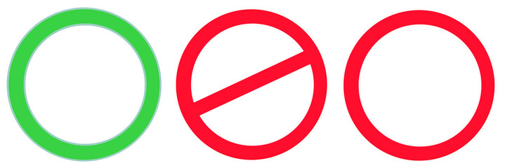 prohibition and permitted signs. the circle is crossed out and no. on isolated transparent backgroun