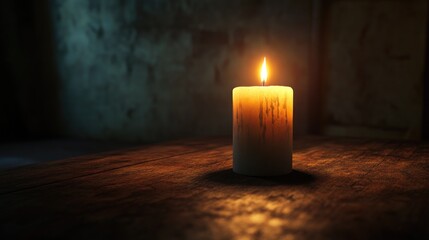 Poster - Candle on Wooden Table