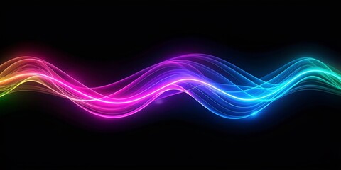 Neon wave design on black background , neon, wave, design, abstract, black, background, vibrant, colorful, glowing, graphic