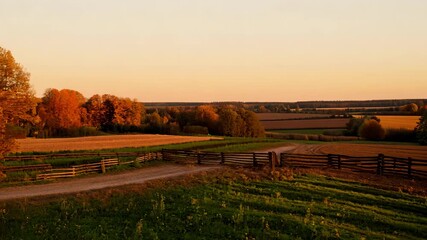 Wall Mural - sunset over the field