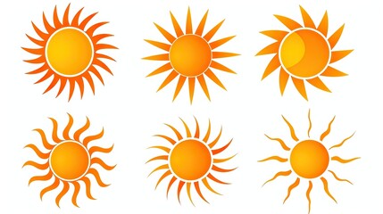 Sticker - A set of yellow vector icons representing suns