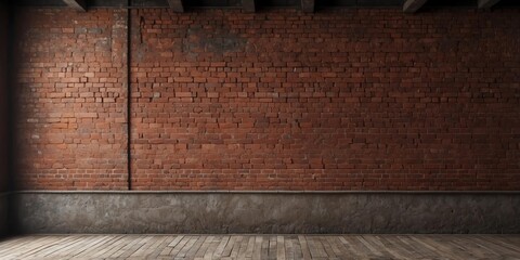 red brick grungy empty wall for background