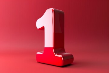 This striking 3D representation of the number one, with a glossy red finish against a matching background, is perfect for promotional and artistic uses, effectively capturing attention