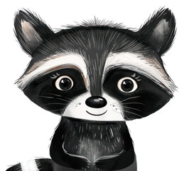 Poster - PNG Cute cartoon raccoon illustration