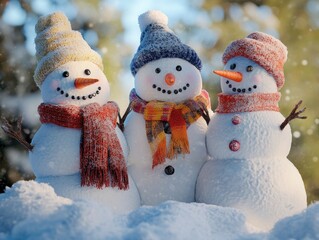 Canvas Print - Three Snowmen Standing Together