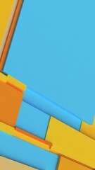 Aufkleber - Orange and blue moving tessellated rectangular surface. Abstract background with wobbling scaling fragmented tiles. 3D Motion design pattern with loop animation and place for text. Vertical video
