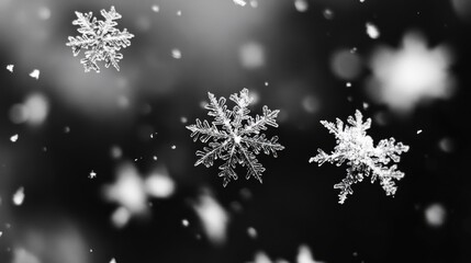 Canvas Print - Snowflakes in Black and White