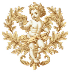 Wall Mural - PNG Cherub vintage ornate decorative illustration