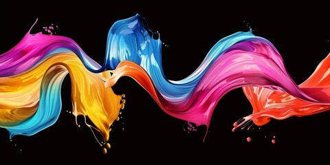 Wall Mural - dynamic swirls of vibrant paint colors on a deep dark backdrop, perfect for all creative and artisti