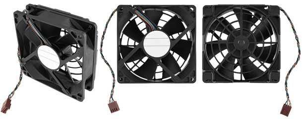 Poster - computer fan, cooling system, on white background in insulation