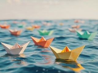 Poster - Paper Boats on Water