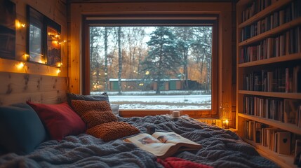 Canvas Print - a bed with a book on it