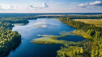 Wall Mural - An idyllic image of nature, showcasing the beauty of the Masurian landscapes