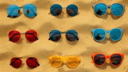 Colorful Sunglasses on Beach