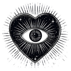 Poster - PNG Surreal heart eye illustration