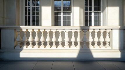 Wall Mural - White Stone Balustrade with Window Shadows