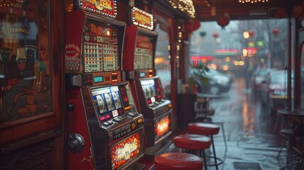 Poster - An atmospheric photograph capturing the timeless allure of vintage slot