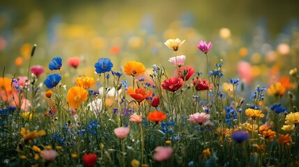 Wall Mural - Vibrant Wildflower Meadow in Bloom