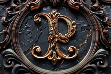 Wall Mural - A close-up shot of a clock featuring a gold letter, suitable for use in designs related to time, luxury, or nostalgia