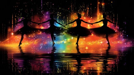 Poster - Charming illustration portraying the agility and grace of figure skating performances at the Winter Olympics, with skaters gliding across the