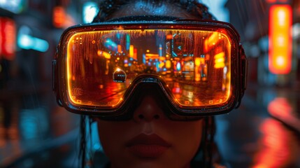 Poster - Create a captivating visual narrative depicting the transformative power of VR goggles, AI animations, and spinning holograms in modern society.