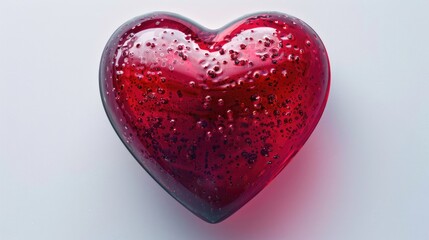 Poster - A single red heart shaped object placed on a white surface, suitable for use in romantic and love-themed contexts
