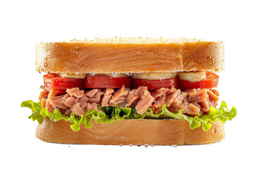 Wall Mural - leton a meat sandwich and separated from white and transparent background